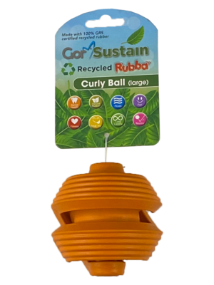 Gor Pets Sustain Curly Ball Eco-Friendly Dog Toy Large 10.5cm - Orange