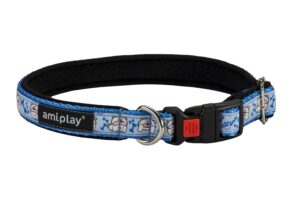 Ami Play Wink Adjustable Durable Dog Collar - Large Blue (2cm)