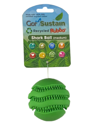 Gor Pets Sustain Shark Ball Eco-Friendly Dog Toy Medium 6.5cm - Green