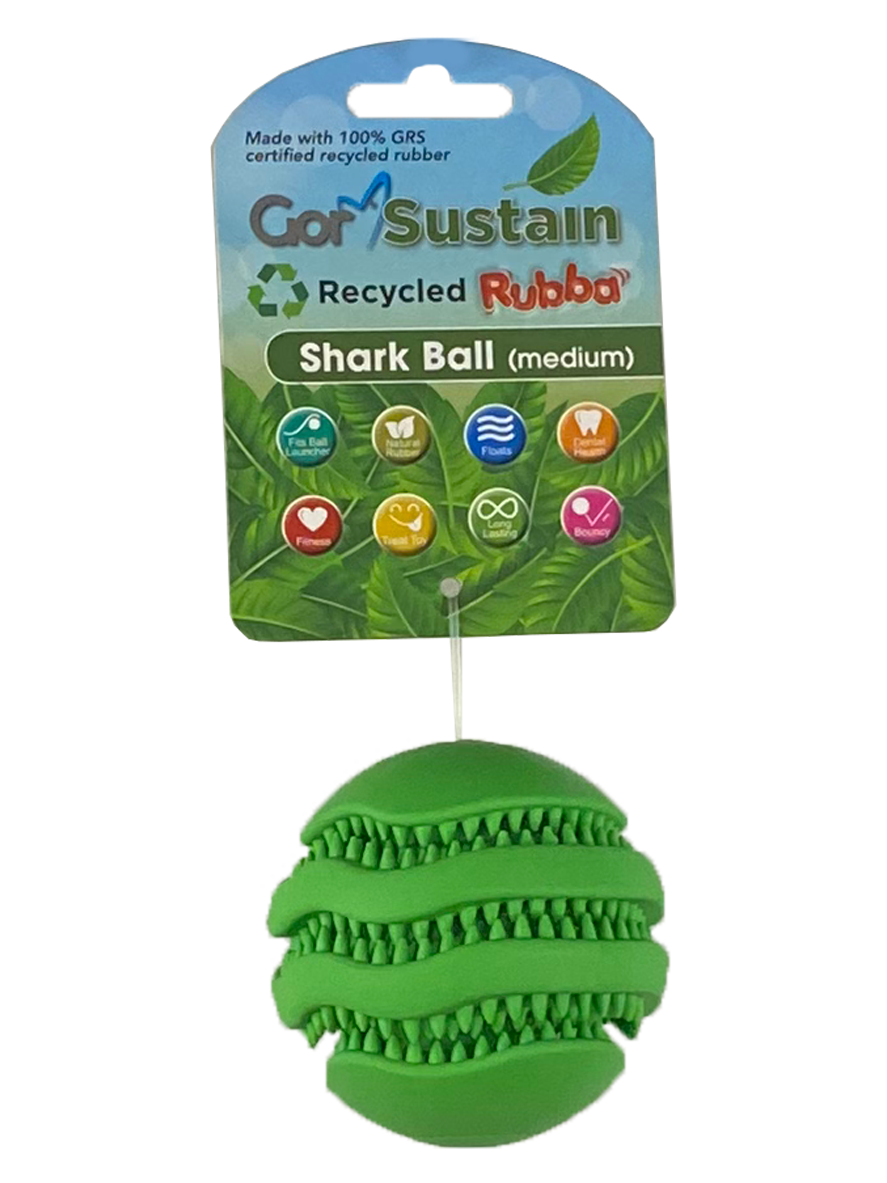 Gor Pets Sustain Shark Ball Eco-Friendly Dog Toy Medium 6.5cm - Blue