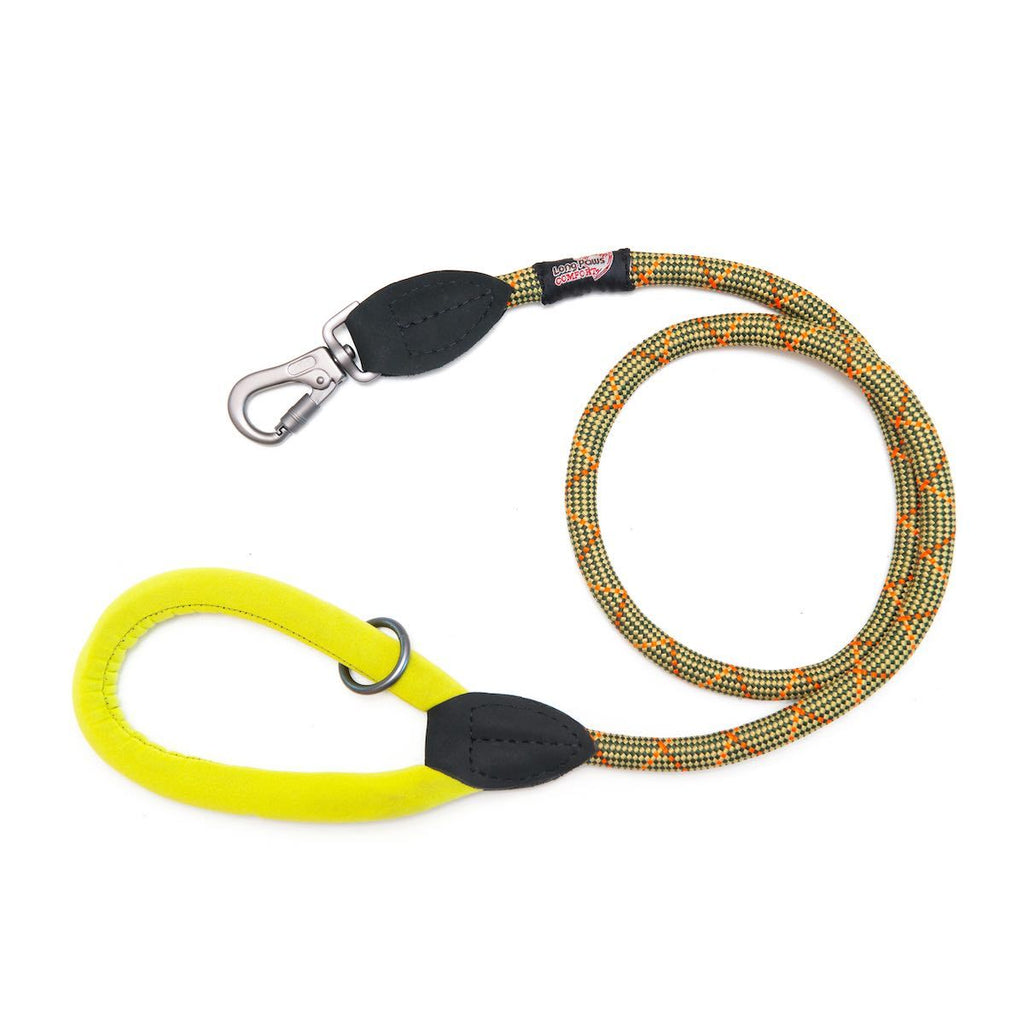 Long Paws Comfort Rope Leash, Locking Clip, Green