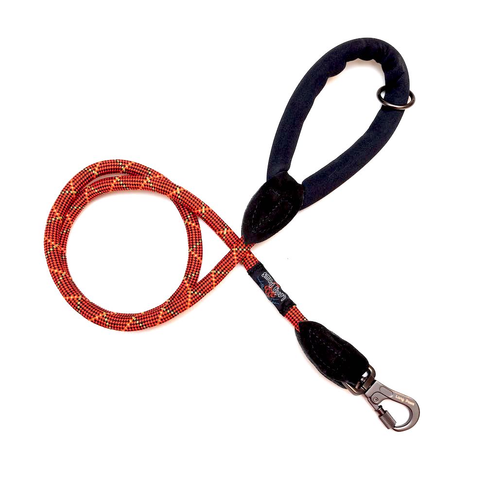 Long Paws, Comfort Rope Lead | Locking Screw Clip (Mark 3) | Orange & Black