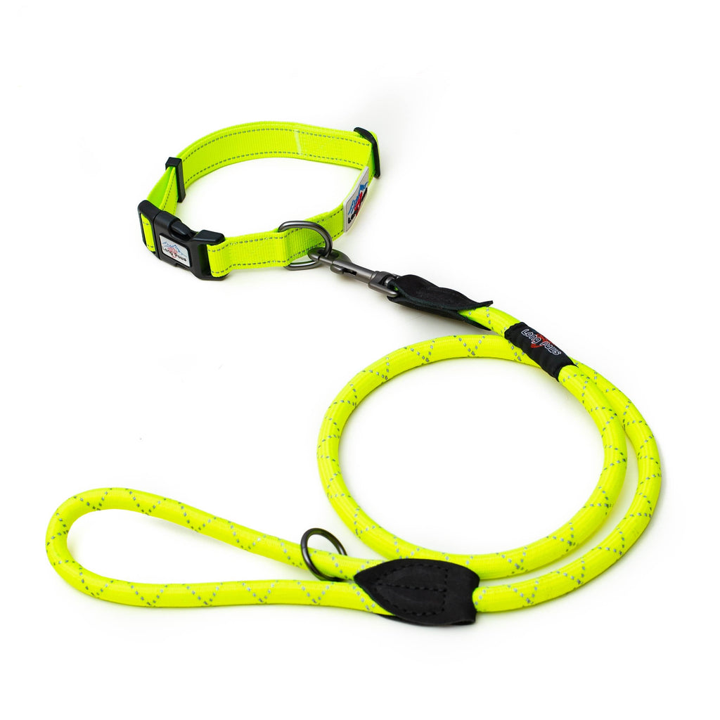 Long Paws, Neon Collar & Reflective Rope Lead Set