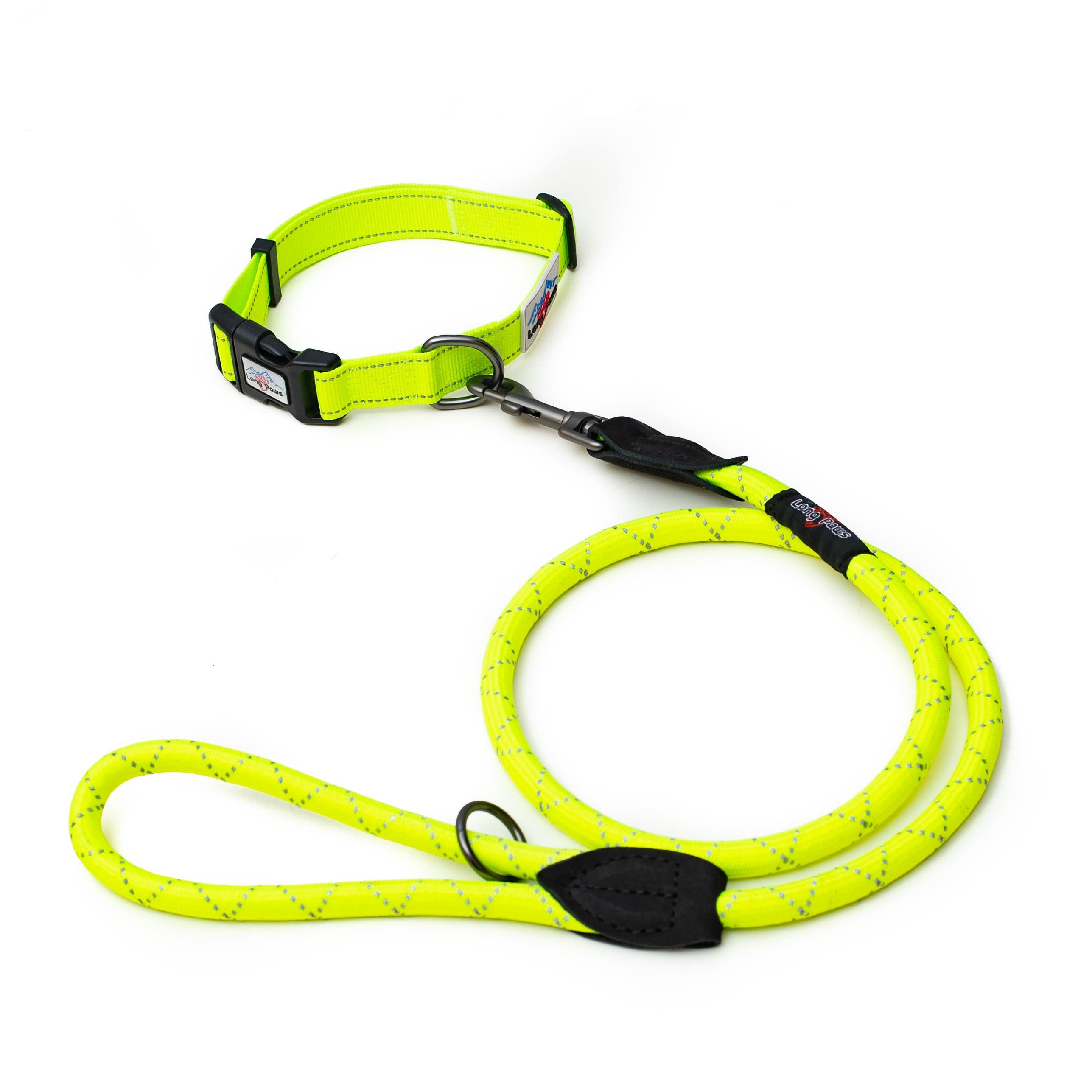 Long Paws, Neon Collar & Reflective Rope Lead Set