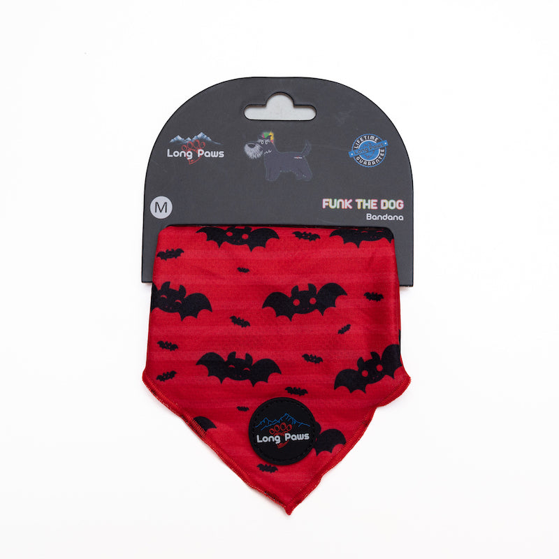 Long Paws, Funk The Dog Bandana | Halloween | Red Bats