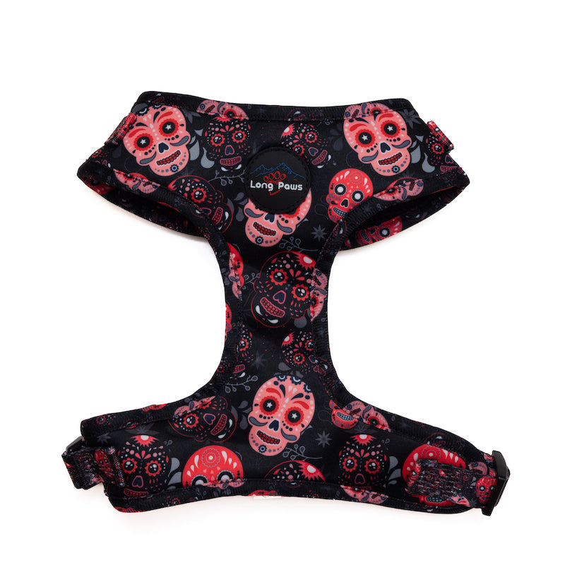 Long Paws, Funk The Dog Harness | Halloween | Day Of The Dead in Red & Pink