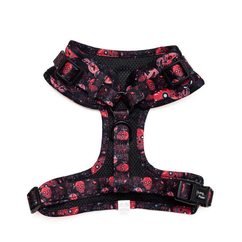 Long Paws, Funk The Dog Harness | Halloween | Day Of The Dead in Red & Pink