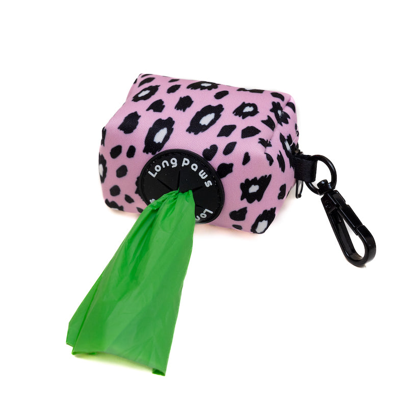 Long Paws, Funk The Dog Poo Bag Pouch | Pink Leopard