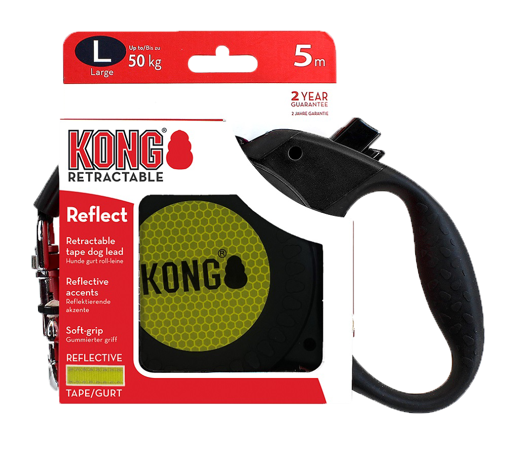 KONG Retractable Leash Reflect Large Black