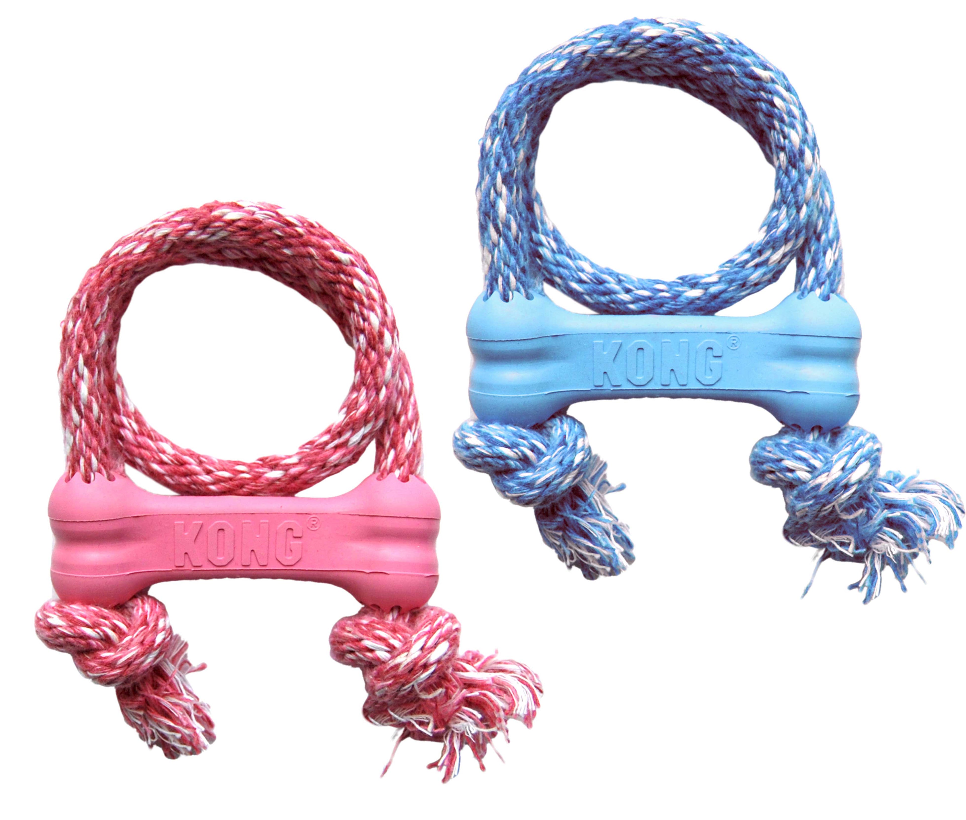 KONG Puppy Goodie Bone w/Rope X-Small Blue/Pink