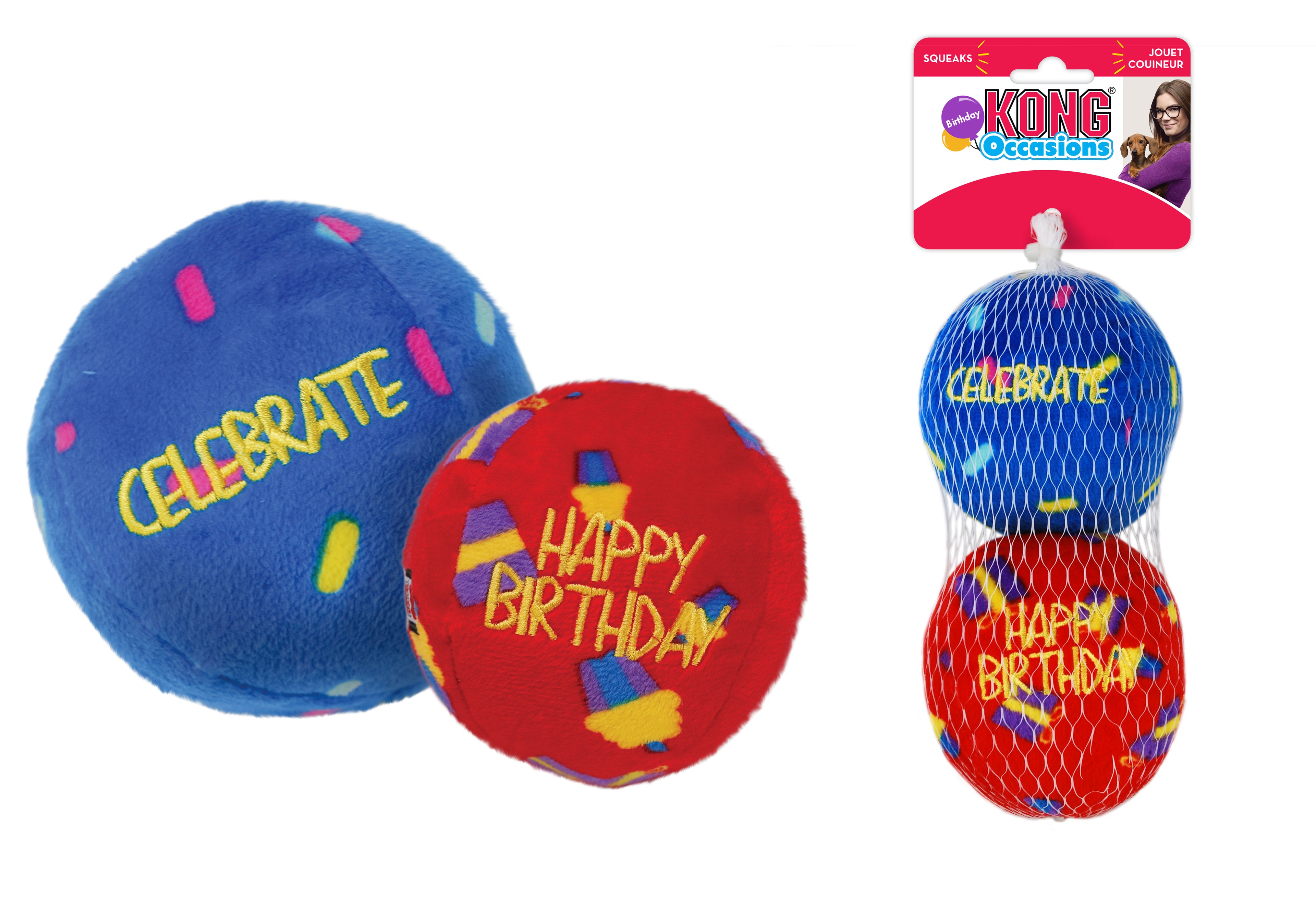 KONG Occasions Birthday Balls Medium 2p