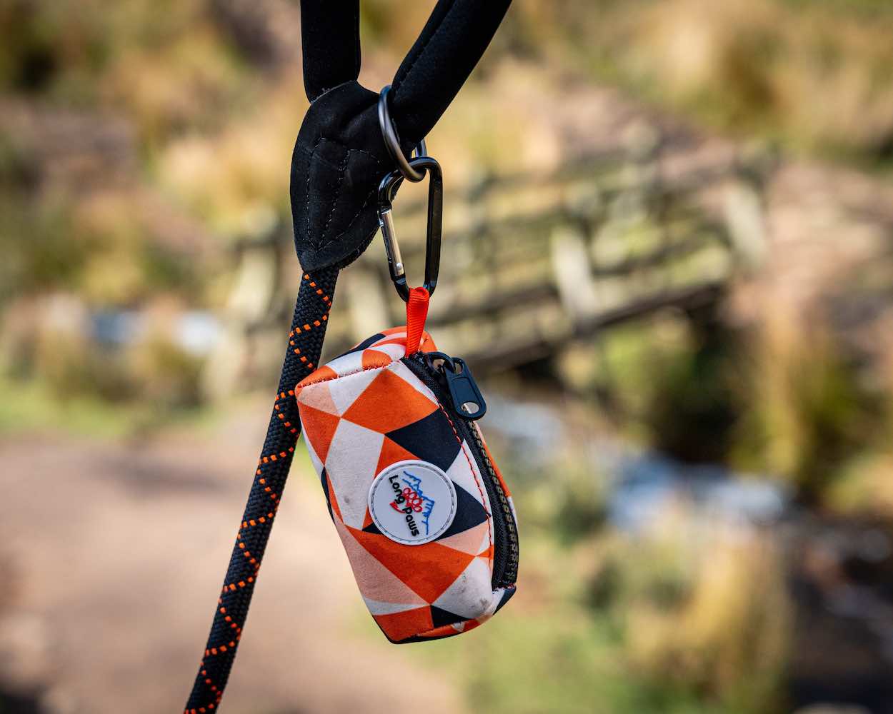 Long Paws, Long Paws Comfort Poo Bag Pouch-Black / Orange