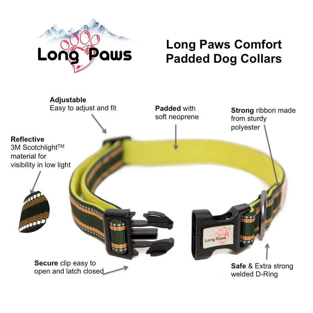 Long Paws, Comfort Dog Collar - Green