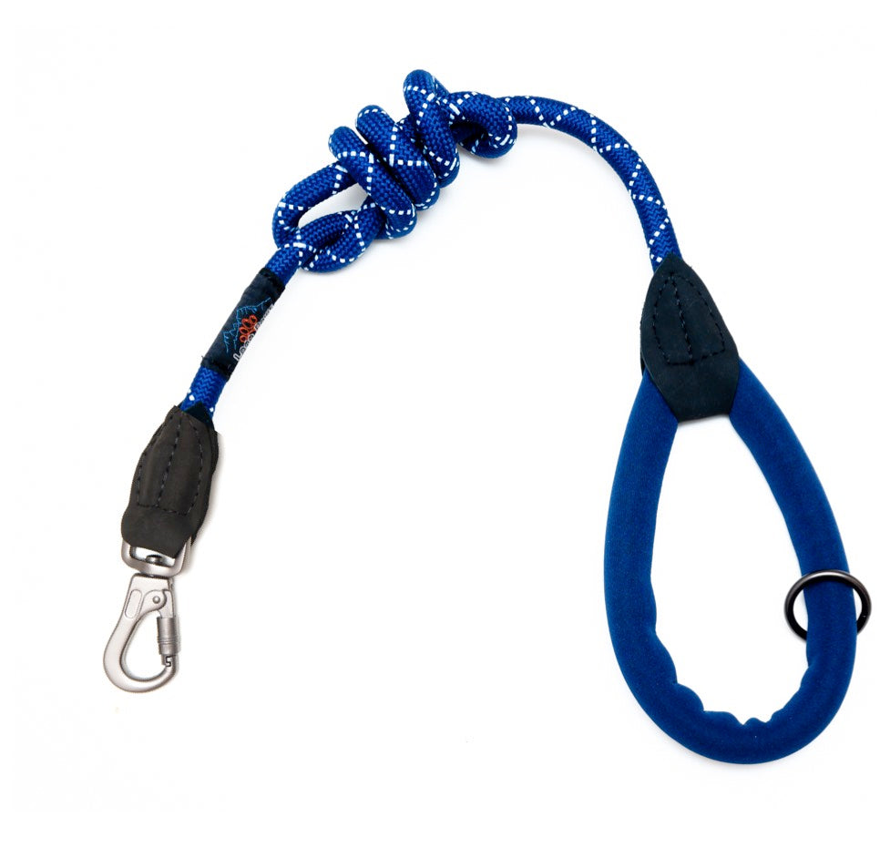 Long Paws Comfort Rope Leash, Locking Clip, Navy Blue