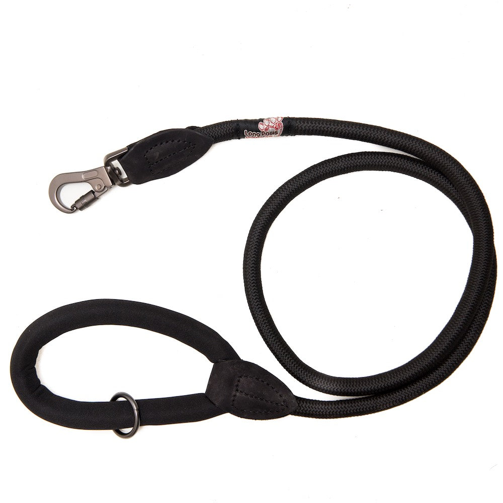 Long Paws, Comfort Rope Lead | Locking Screw Clip (Mark 3) | All Black