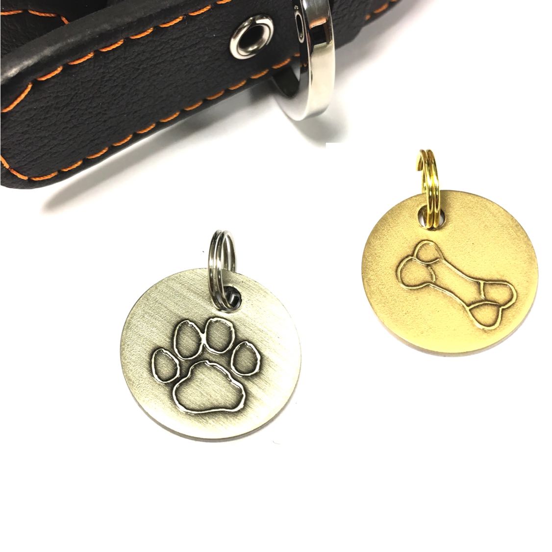 Long Paws, Antique Paws & Bone Dog Tags (22mm)