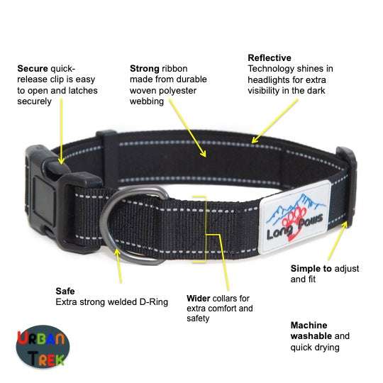 Long Paws, Reflective Dog Collar & Leash Set