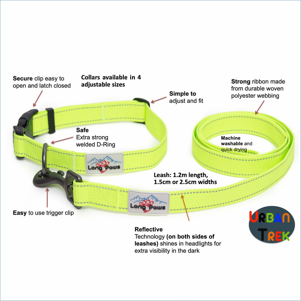 Long Paws, Neon Collar & Webbing Lead Set